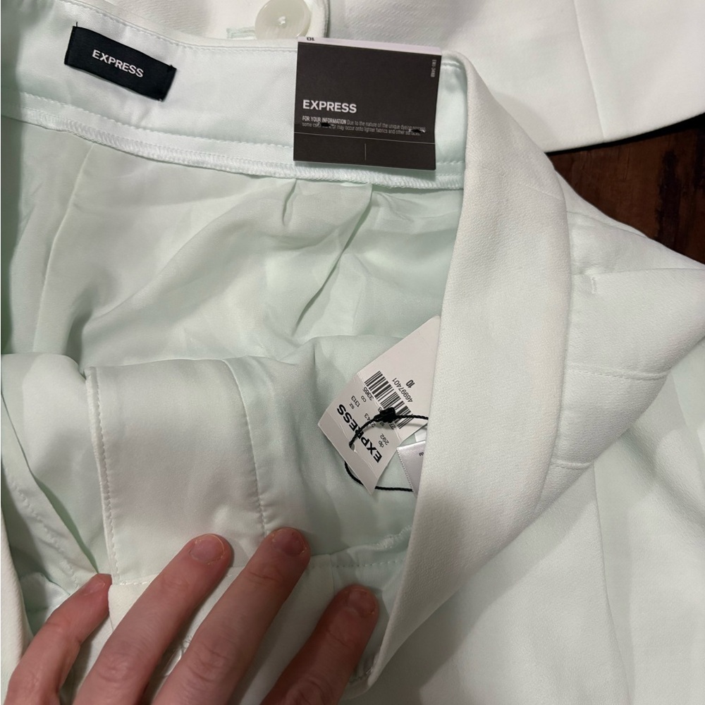 Elegant pale mint 2 pc Women's pant suit combo Jacket/pants from EXPRESS! BNWT!! - Picture 4 of 12